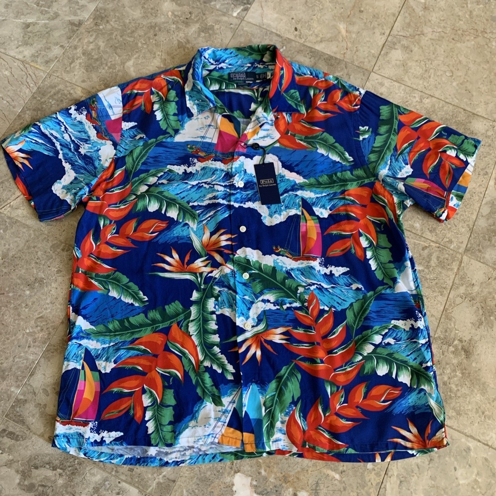 Polo Ralph Lauren Hawaiian Classic Fit Shirt Size XL Multicolor Viscose NWT